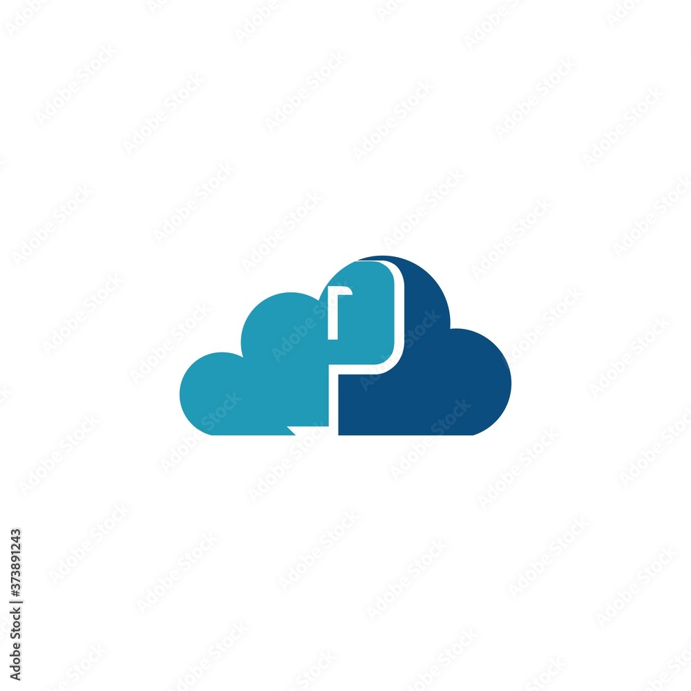 Cloud with letter P logo, icon flat and vector design template. The cloud logotype with text. Cloud with letter P logo, icon flat and vector design template. The cloud logotype with text.