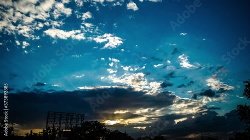 4K Timelapse of Clouds Running Across the blue sky at Sunset. clouds swirl in blue sky at Sunset. 4K Timelapse in Ghaziabad uttar pradesh
 photo