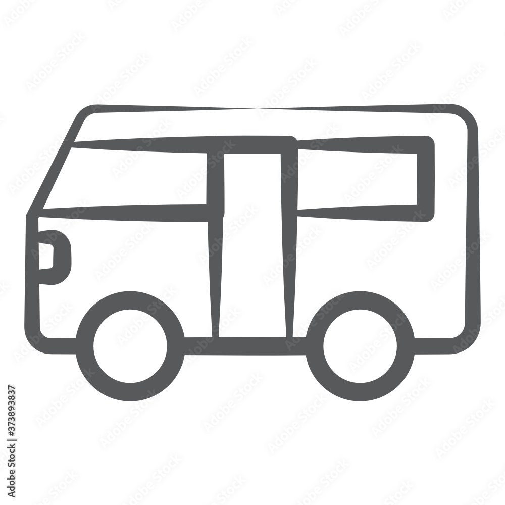 A public motor vehicle icon, linear design of minibus
A public motor vehicle icon, linear design of minibus