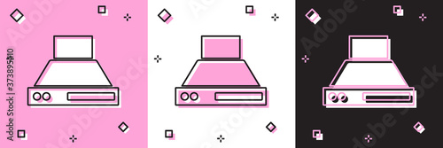 Set Kitchen extractor fan icon isolated on pink and white, black background. Cooker hood. Kitchen exhaust. Household appliance. Vector.
