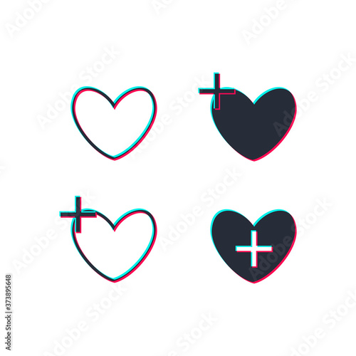 Illustration health care icon, cross in heart. Illustration of medicine on health care. Tik Tok