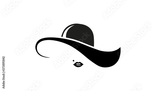 Sexy, elegant and glamour lady in black hat icon. Vector on isolated white background. EPS 10