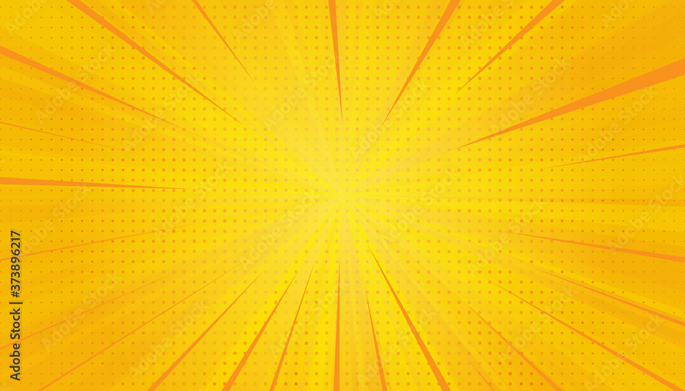 Fototapeta premium Yellow comics pop art background. Gradient halftone pop art retro style