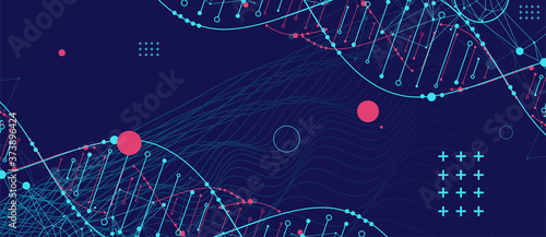 DNA abstract molecule. Medical science, genetic biotechnology, chemistry biology vector concept.