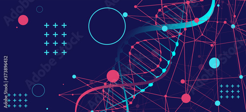 DNA abstract molecule. Medical science, genetic biotechnology, chemistry biology vector concept.