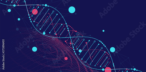 DNA abstract molecule. Medical science, genetic biotechnology, chemistry biology vector concept.