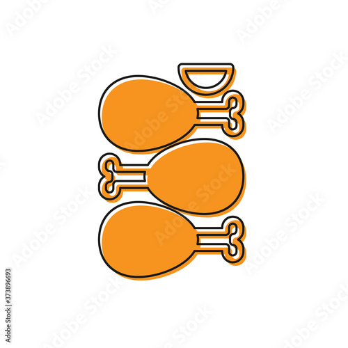 Orange Indian traditional food Tandoori chicken icon isolated on white background. Vector.