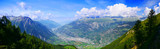 Visp, Schweiz: Walliser Alpenpanorama mit Visp im Tal