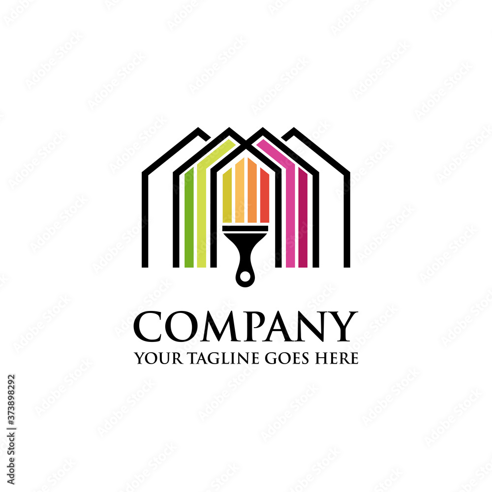 colorful paint house logo design vector, House Paint Logo Design ...