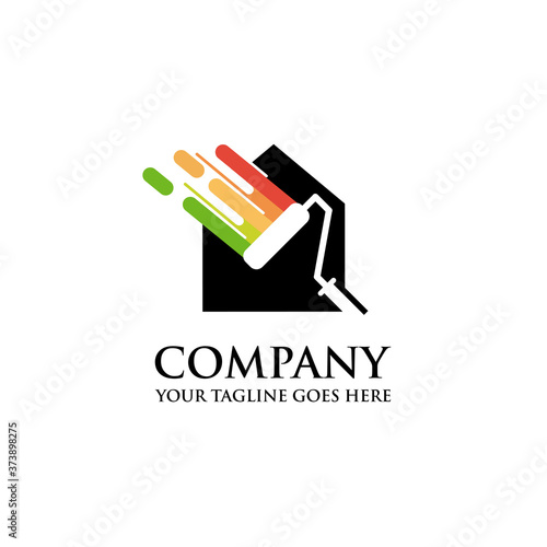 colorful paint house logo design vector, House Paint Logo Design Concept Vector, Home House Painting Service Coloring Logo Design Template Vector