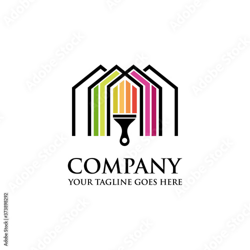 colorful paint house logo design vector, House Paint Logo Design Concept Vector, Home House Painting Service Coloring Logo Design Template Vector