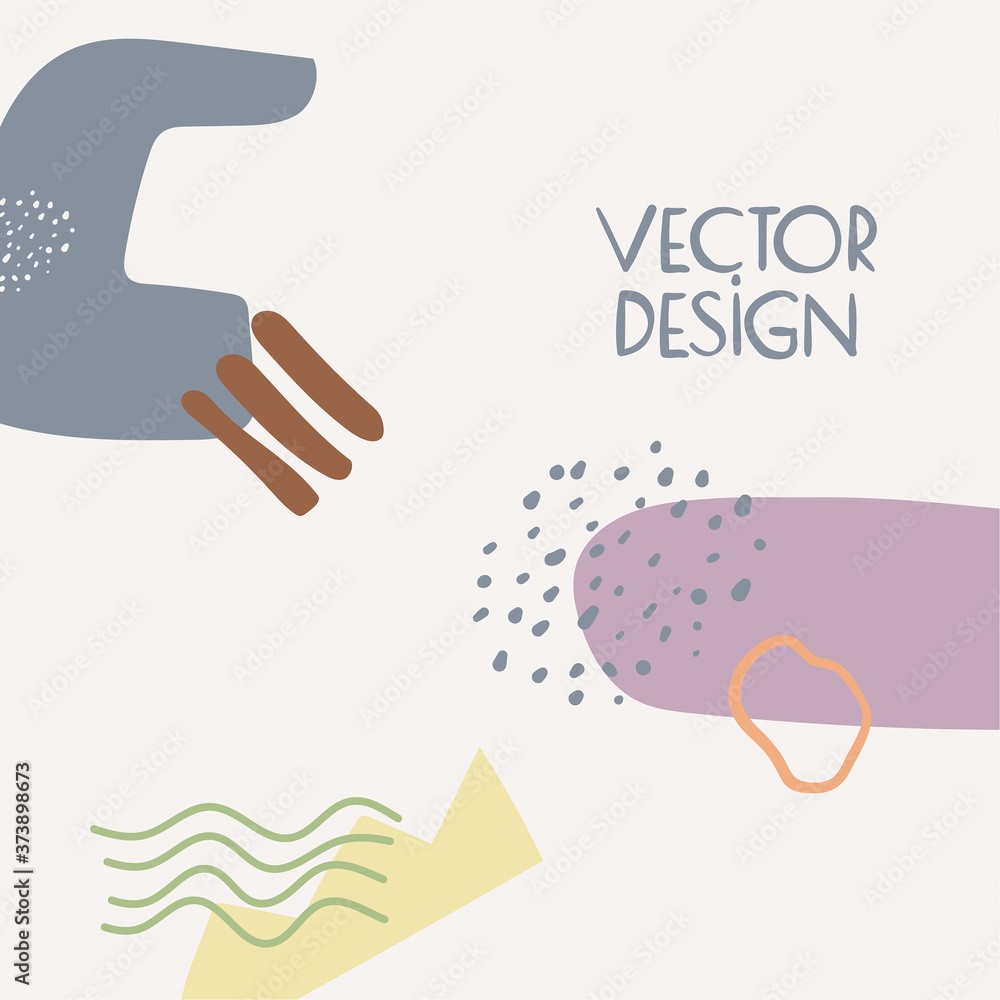 Abstract vector background with geometric organic shapes, dotted textures, unusual elements. For cover, invitation, banner, placard, brochure, poster, card flyer and other