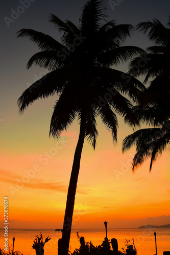 Orange Tropical Tiki Torch Sunset
