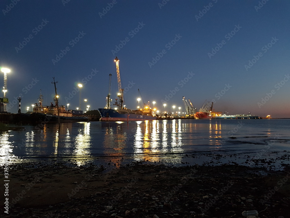 night lights of a seaport