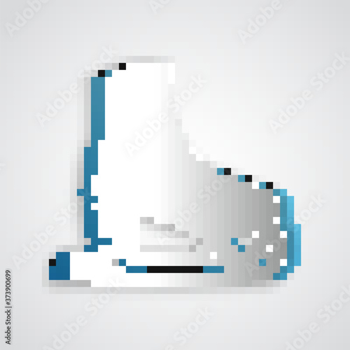 Paper cut Skates icon isolated on grey background. Ice skate shoes icon. Sport boots with blades. Paper art style. Vector.