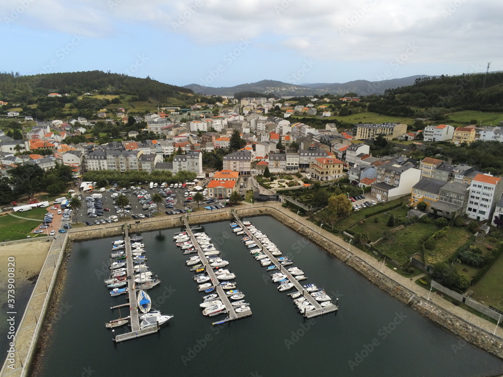 Ortigueira, coastal village of A Coruña. Galicia,Spain. Aerial Drone Photo