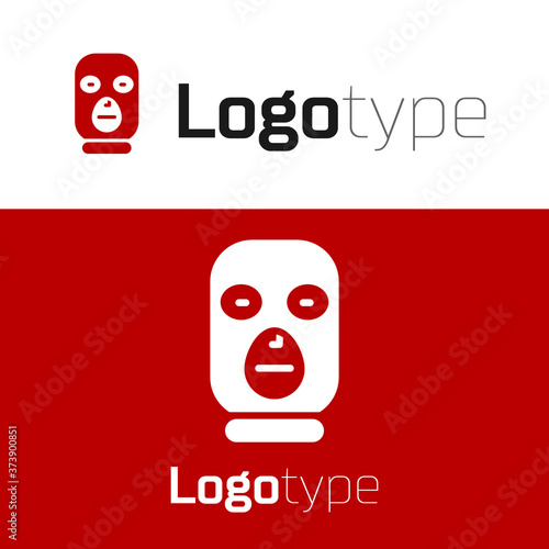 Red Thief mask icon isolated on white background. Bandit mask, criminal man. Logo design template element. Vector.