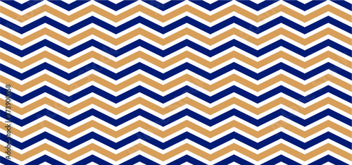 Blue, brown. Seamless Chevron zigzag Pattern Vector chevrons wave line. Wavy stripes background. Retro pop art 80's 70's years. Funny zig zag sign. Texture of fabric or paper scrapbook. Line pattern