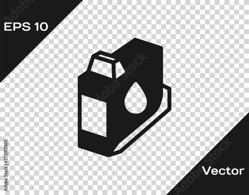 Black Printer ink cartridge icon isolated on transparent background. Vector.