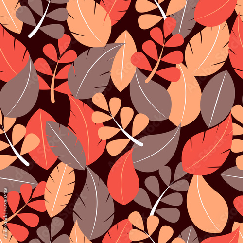 Seamless pattern with leaves. Vector illustration for fabric  textile design.