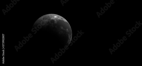 Vector moon and stars background. Moonlight night sky with stars. View lunar phase in space. Earth's moon glowing. Full Moon, supermoon, sar, blue maan, half moon, new moon. Moon shines through the tr