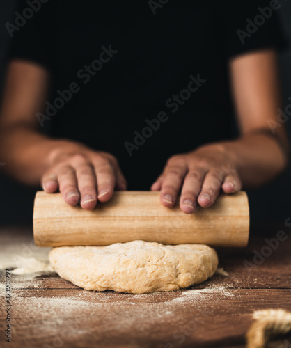 rolling pin and dough