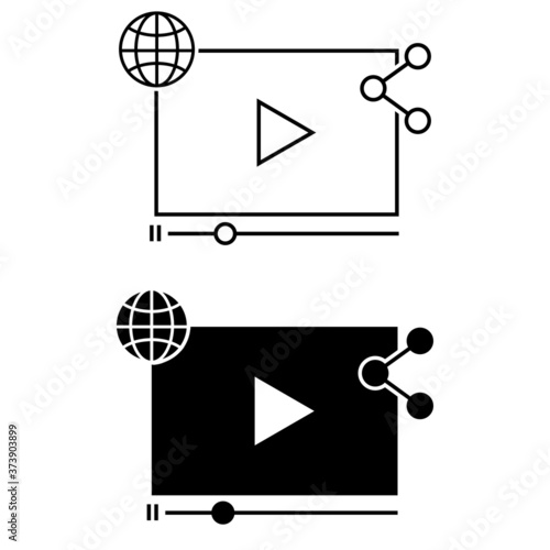 Video Advertising creative vector icon set. online illustration sign collection. live symbol.