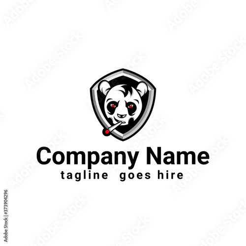 panda logo design with cigarette