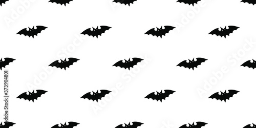 Black silhouette of a bat isolated on a white background. Seamless pattern. Vector background for Halloween