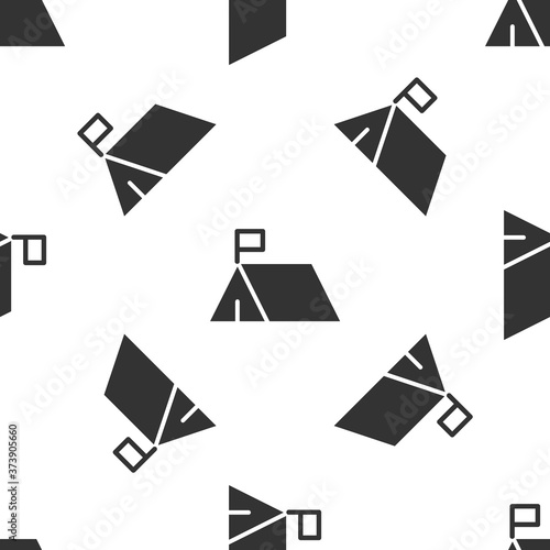 Grey Protest camp icon isolated seamless pattern on white background. Protesting tent. Vector.