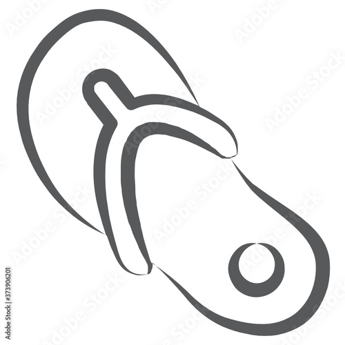 
A casual footwear with two stripes characterizing flip flops line vector  
