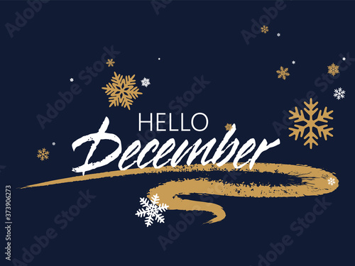 Hello December typography vector poster graphic design