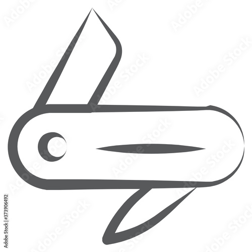 Foldable pocket knife icon in line design