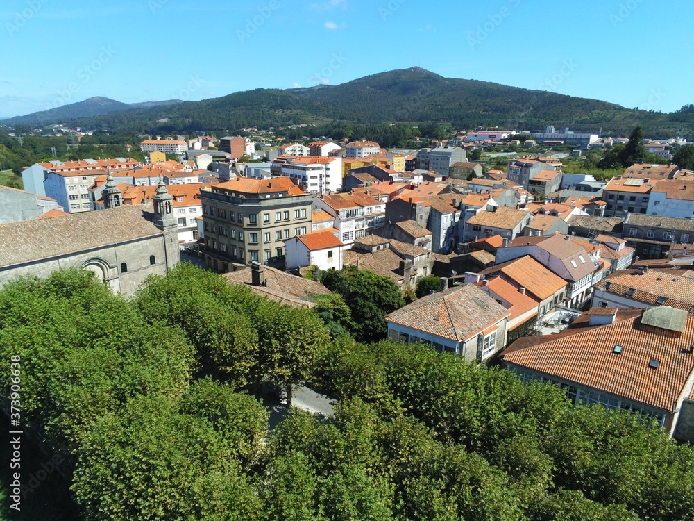 Obraz premium Padron, beautiful village of A Coruña,Galicia,Spain. Aerial Drone Photo