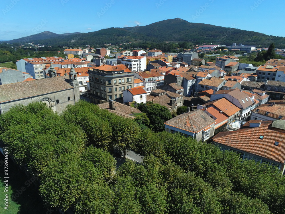 Padron, beautiful village of  A Coruña,Galicia,Spain. Aerial Drone Photo