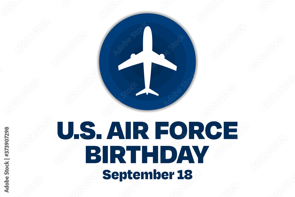 U.S. Air Force Birthday. September 18. Holiday concept. Template for background, banner, card, poster with text inscription. Vector EPS10 illustration.