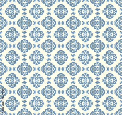 Seamless light background with grey pattern in baroque style. Vector retro illustration. Ideal for printing on fabric or paper for wallpapers, textile, wrapping. 