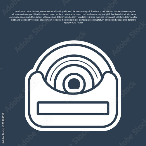 Blue line Dental floss icon isolated on blue background. Vector.