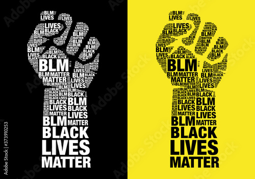Black lives matter, fighting fist with words, vector