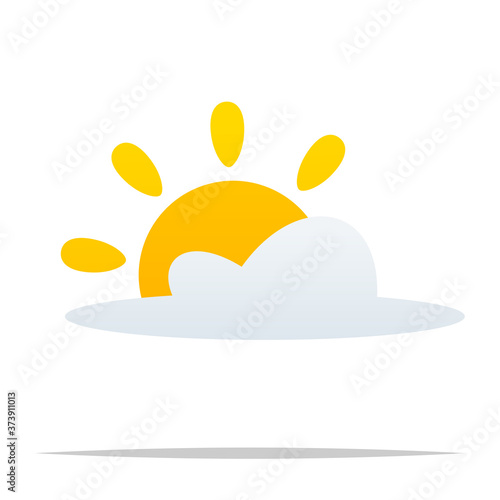 Cloudy sun vector isolated illustration