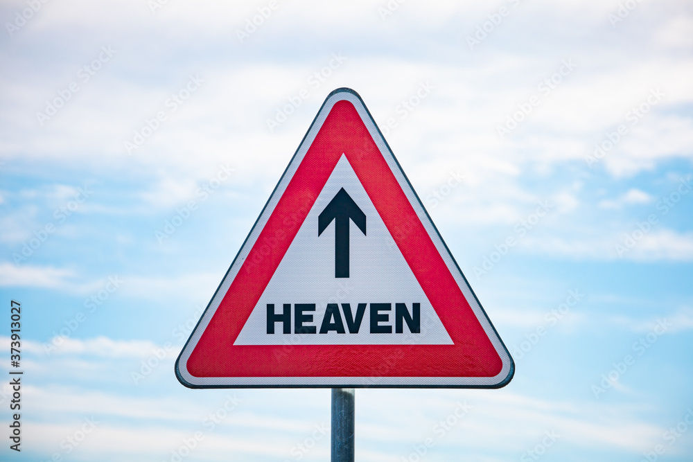 Roadsign with an arrow inside pointing to heaven Roadsign with an arrow inside pointing to heaven