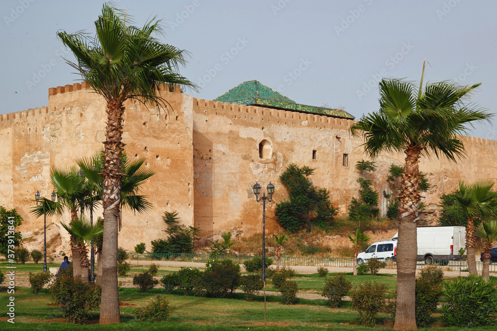 Part of the historical walls in Meknes. Meknes is one of the four Imperial cities of Morocco and the sixth largest city by population in the kingdom.