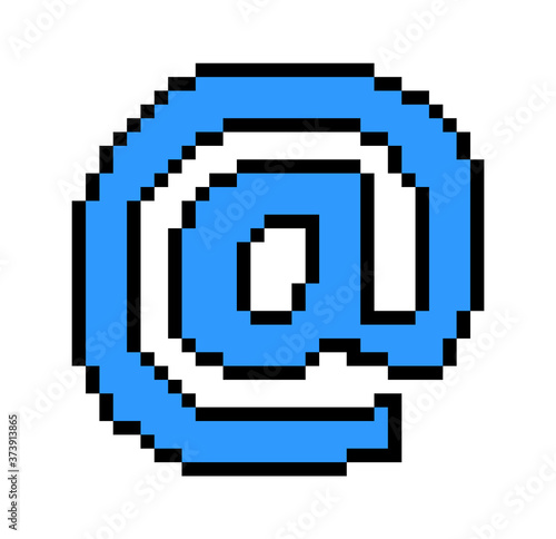 Blue At - @ emoticon symbol, pixel art design photo