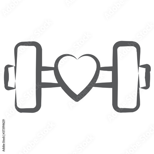 
Dumbbell with heart vector style, gym love icon
