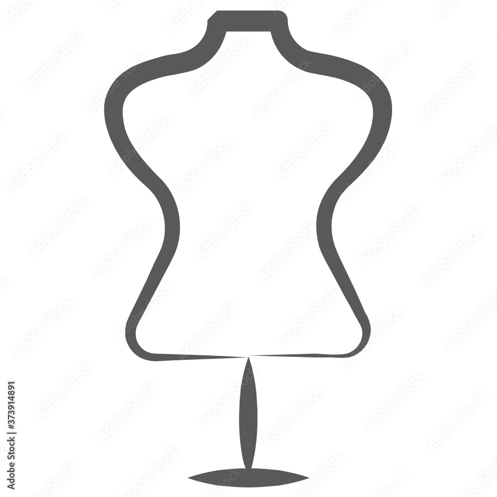 Obraz premium Fashion design dress dummy, line icon of mannequin vector 