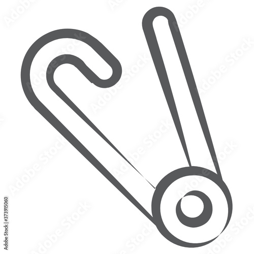 
Kids diaper fastener accessory, icon of safety pin vector design 
