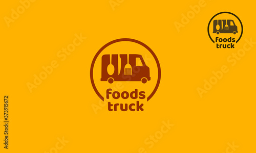 Food Truck Vector Logo Ilustration. This Logo for restaurant delivery service or food festival. 