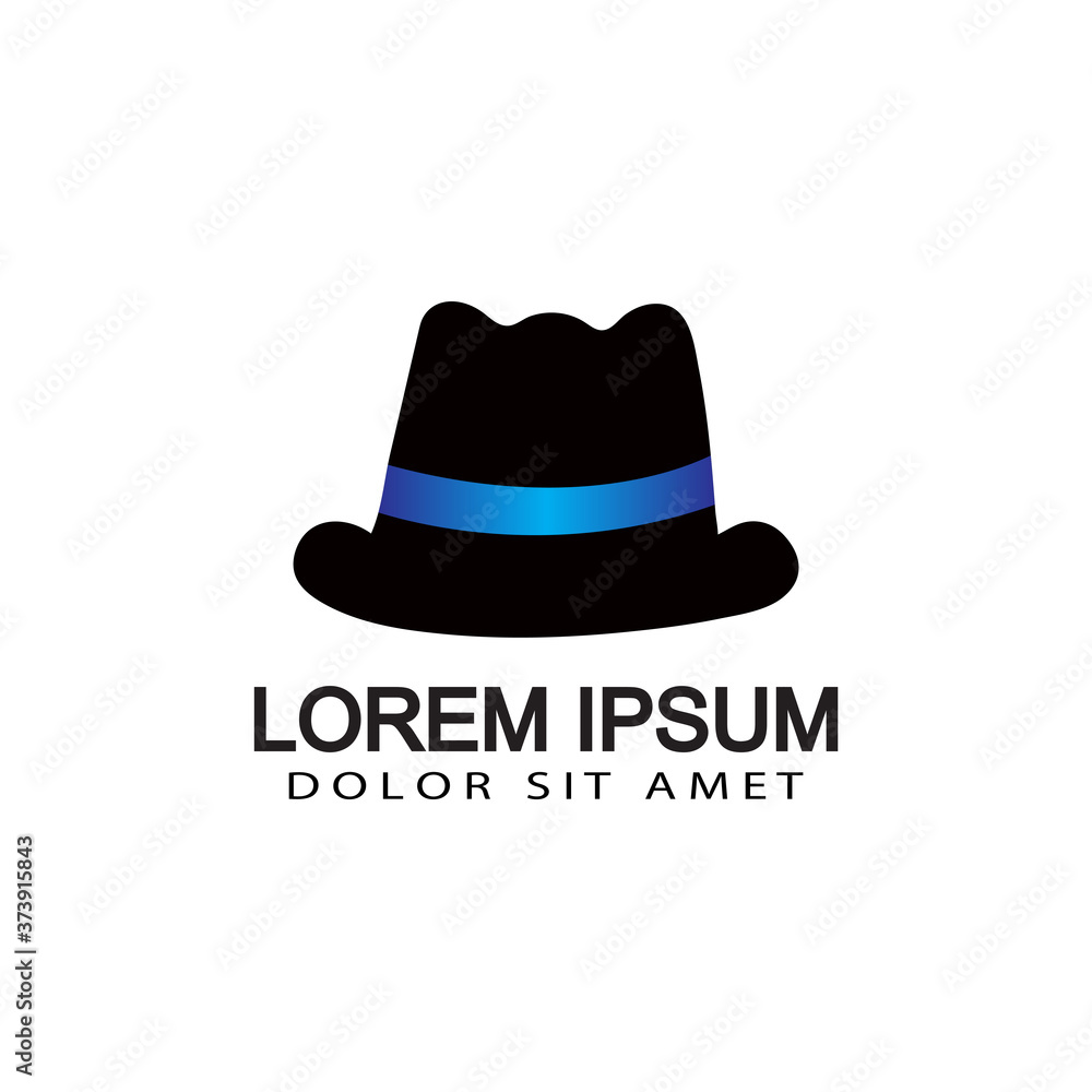 bowler hat logo template design vector with isolated white background
