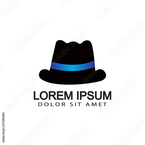 bowler hat logo template design vector with isolated white background
