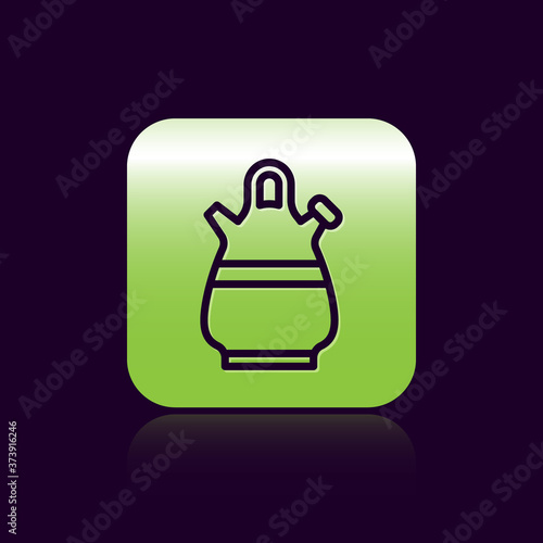 Black line Sangria pitcher icon isolated on black background. Traditional spanish drink. Green square button. Vector.